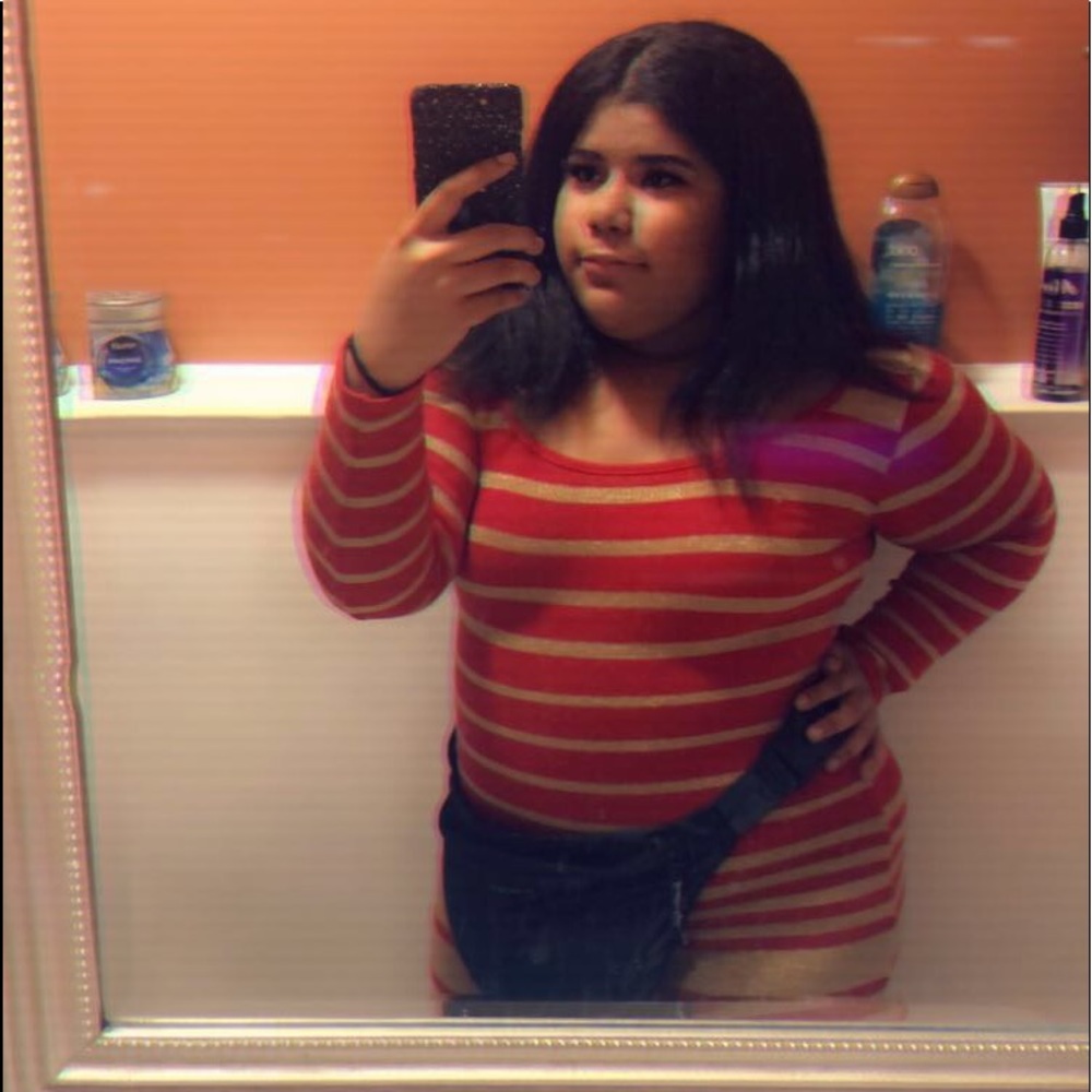 Red and gold strip dress